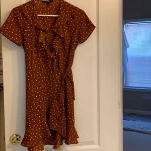 polka dotted wrap dress